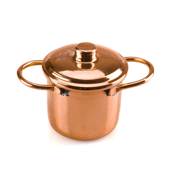 Side view of Handcrafted Miniature Copper Pot showing detailed craftsmanship