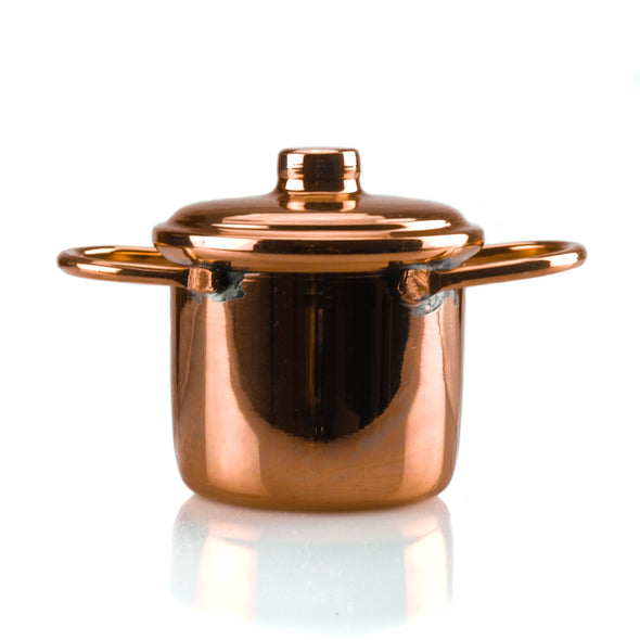 Handcrafted Miniature Copper Pot front view on white background