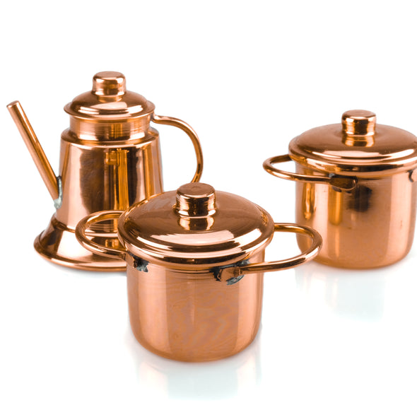 Miniature Copper Kettle and Pot for Dollhouse Kitchen