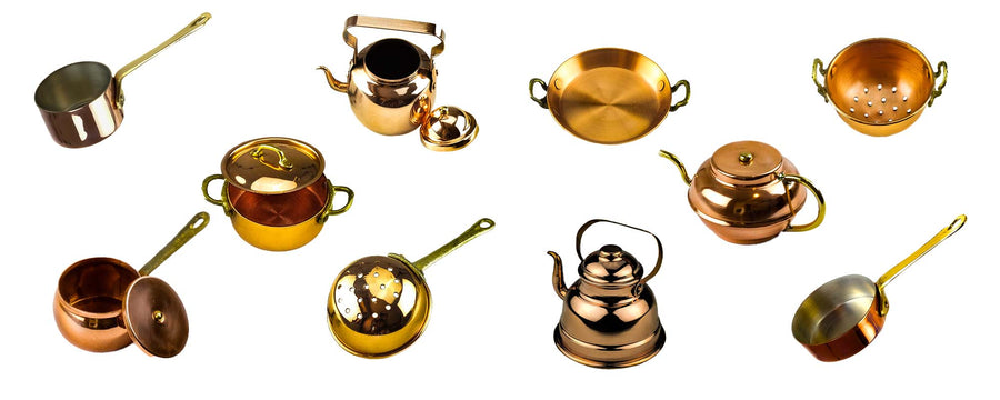 miniature copper kitchen cookware collection