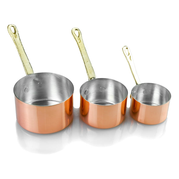 Set of deep copper pans 