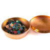 Italian handmade round copper jewelry box with lid