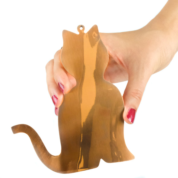 Solid copper cat figure 