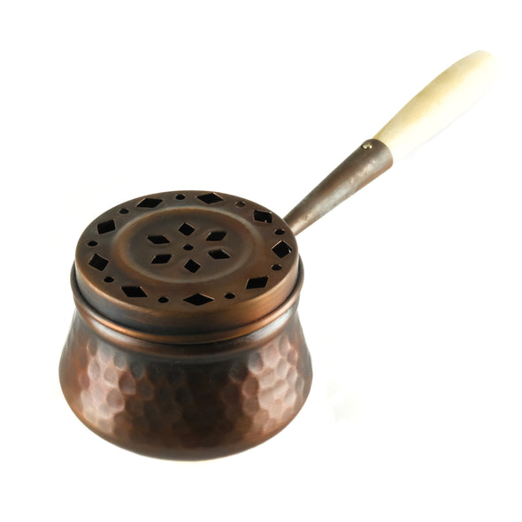 Engraved copper incense holder