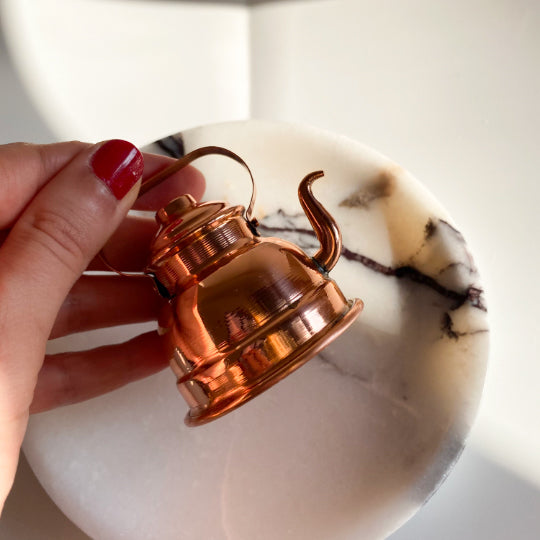 Teapot ornament | Vintage miniature copper kettle ornament