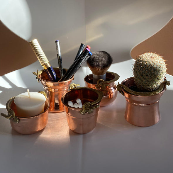 Italian bathroom shelf ornaments Decorative small copper pot perfect cotton swab holder